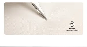 Macro view of high-density scratch-resistant fabric texture with sharp blade test