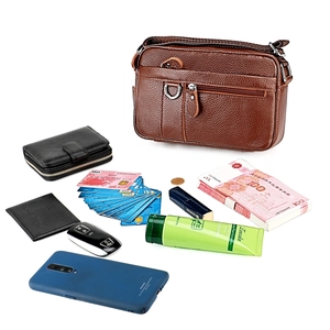 Brown lychee leather crossbody bag with spacious interior for daily essentials