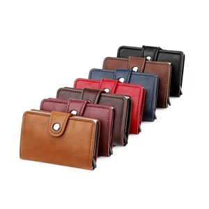 Slim RFID blocking aluminum wallet with premium leather covers in seven colors