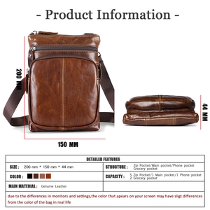 Vista dettagliata della borsa in vera pelle con dimensioni 200x150x44mm e consistenza