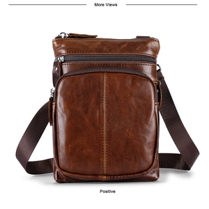 Borsa a Tracolla da Uomo in Vera Pelle Vintage Retrò in Pelle di Vacchetta Protezione RFID Messenger Business Casual Custodia Telefono