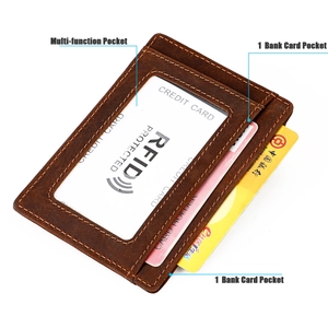 Portefeuille en cuir crazy horse avec protection RFID et fenêtre pour identité