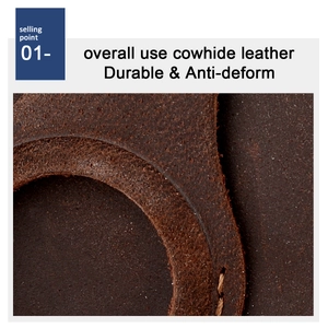 Gros plan sur la texture du cuir de vachette et les coutures du porte-cartes Airtag