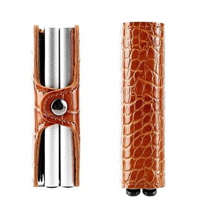 Dual layer RFID blocking wallet in brown crocodile leather with double aluminum card slots
