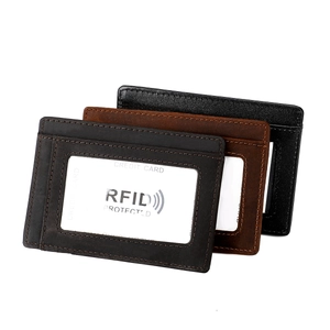 Porte-cartes slim en cuir Crazy Horse avec protection RFID et support Airtag, trois coloris