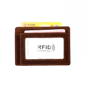 Porte-carte Airtag en cuir marron avec protection RFID et fenêtre d'identification