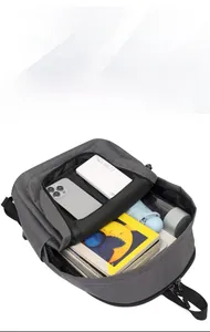 Detailed view of the large capacity backpack's interior with multiple storage pockets