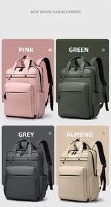 Sacs à dos pour ordinateur minimalistes en rose, vert, gris et amande en tissu mat imperméable