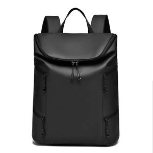 Modern black waterproof high-capacity backpack with multiple pockets and ergonomic straps