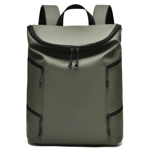 Olive green high-capacity functional backpack with multiple zipper pockets for travel