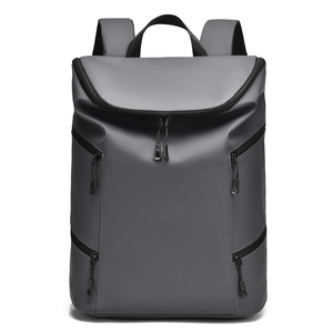 Minimalist large capacity dark grey backpack with waterproof fabric and multi-pockets