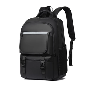 Black Casual Backpack Waterproof Film Material Large Capacity For Business Travel School Men Lightweight Laptop Compartment