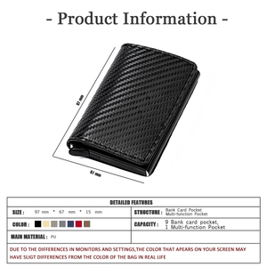 Detailed size specifications of the RFID blocking slim metal card holder and wallet