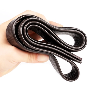 Close-up of deep brown top-layer leather belt showing high-quality grain and texture