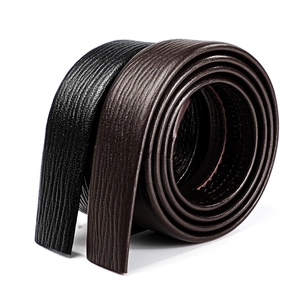 Top Layer Cowhide Leather Belt Strap Without Buckle For Men Automatic Ratchet Replacement Belt Business Casual Ripple Texture Men Belt Strap
