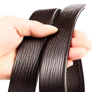 Men's dark brown leather belt with lychee texture and flexible top grain leather