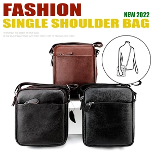 Detail of genuine leather shoulder bags showing anti-theft RFID protection and lychee texture