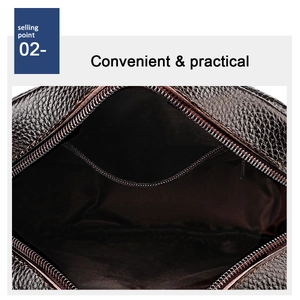 Detail view of leather bag interior featuring a secure zipper pocket and durable lining