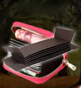 Brown accordion card holder insert with multiple slots for horizontal or vertical wallets