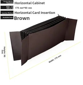 Macro view of 175x90mm brown accordion card organizer insert with multiple slots