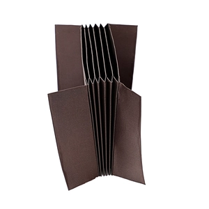 Brown accordion card holder organizer with multiple compartments and twill texture