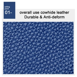 Detail van duurzaam blauw rundleer met lycheetextuur en anti-vervorming oppervlakte