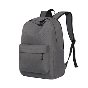 Minimalist grey Oxford cloth backpack with large capacity and multi-pocket functional design