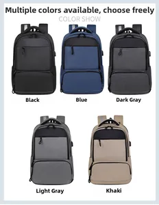 Detail view of large capacity business backpacks with USB port in five colors