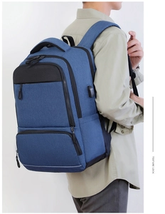 Business backpack featuring a side USB charging port and multi-layer waterproof fabric
