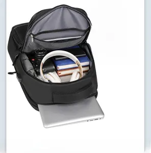 Interior view showing the large capacity and multiple compartments for laptop and gear