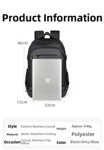 Especificaciones de tamaño de la mochila impermeable para portátil de 46x32x15cm