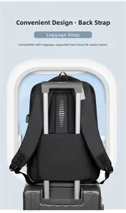Detail view of business backpack with trolley sleeve and breathable honeycomb mesh padding