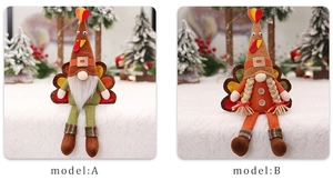 Detailed comparison of Model A and Model B long-legged turkey gnomes for holiday decor