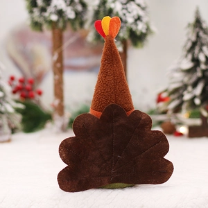 Thanksgiving turkey plush figurine with long legs and colorful feather tail decoration