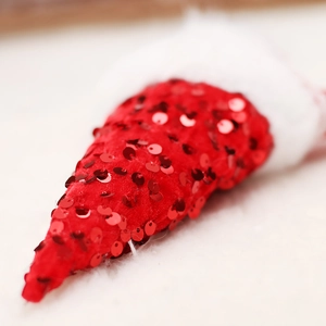Christmas hanging plush doll with red sequins and white fur trim for festive decoration