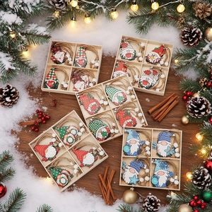 Weihnachtszwerg Holzanhänger Dekorative Cartoon Gesichtlose Puppenanhänger Für Weihnachtsbaum Haus Feiertagsdekor Mit Holzbox