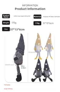 Detailed size specifications for handmade knitted coffee gnome plush shelf sitter decor