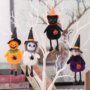 Halloween Λούτρινη Κούκλα Κρεμαστό Διακοσμητικό Κολοκύθα Μάγισσα Μαύρη Γάτα Φάντασμα Με Καπέλο Μάγισσας Για Πάρτι Διακόσμηση Σπιτιού