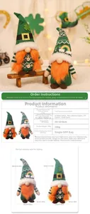 Detailed view of St. Patrick's Day gnome couple with green hats and orange beards