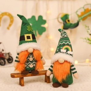 St Patrick's Day Gnome Plush Irish Leprechaun Ornament With Shamrock Rainbow Green Swedish Tomte Home Party Festive Figurine