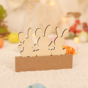 Minimalist wooden Easter bunny silhouettes on solid base for festive tabletop decor