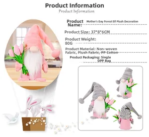 Detailed view of Mother's Day Gnome doll dimensions and plush material specifications