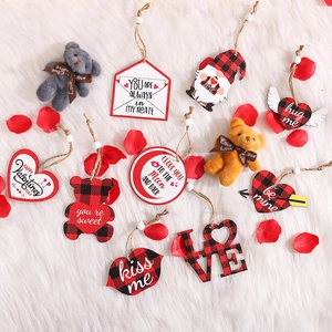 Valentine's Day wooden heart and letter ornaments set for romantic atmosphere