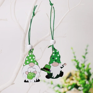Handcrafted wooden St. Patrick's Day gnome hanging ornaments for Irish festival party decor
