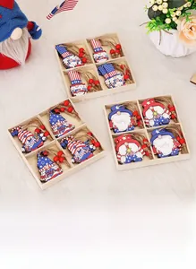Détails de suspensions gnomes en bois avec motifs drapeau américain pour le 4 juillet