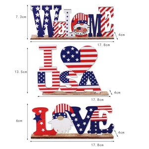 Patriotic USA independence day wooden gnome desk ornaments with American flag star patterns