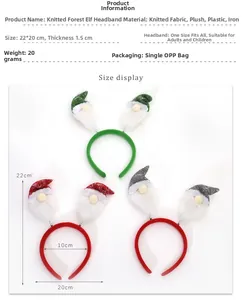 Detailed size chart showing Gnome Spring Headband dimensions with knitted fabric textures