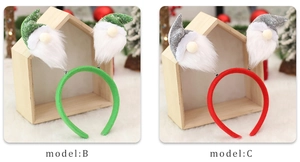 Two festive Christmas gnome headbands with glitter hats and soft faux fur beards