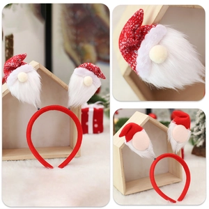 Christmas plush gnome headbands with red velvet band and festive forest man doll decoration