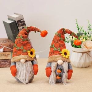 Harvest Festival Gnome Faceless Doll Knitted Hat Sunflower Pumpkin Decor Thanksgiving Plush Home Ornament Autumn Decoration